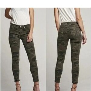 HUDSON Nico Mid-Rise Tan Olive Sparkle Camouflage Skinny Jeans Size 26